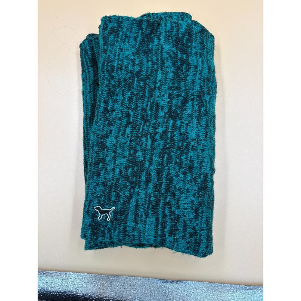 Victoria’s Secret PINK Teal Black Marled Knit Infinity Scarf One Size EUC